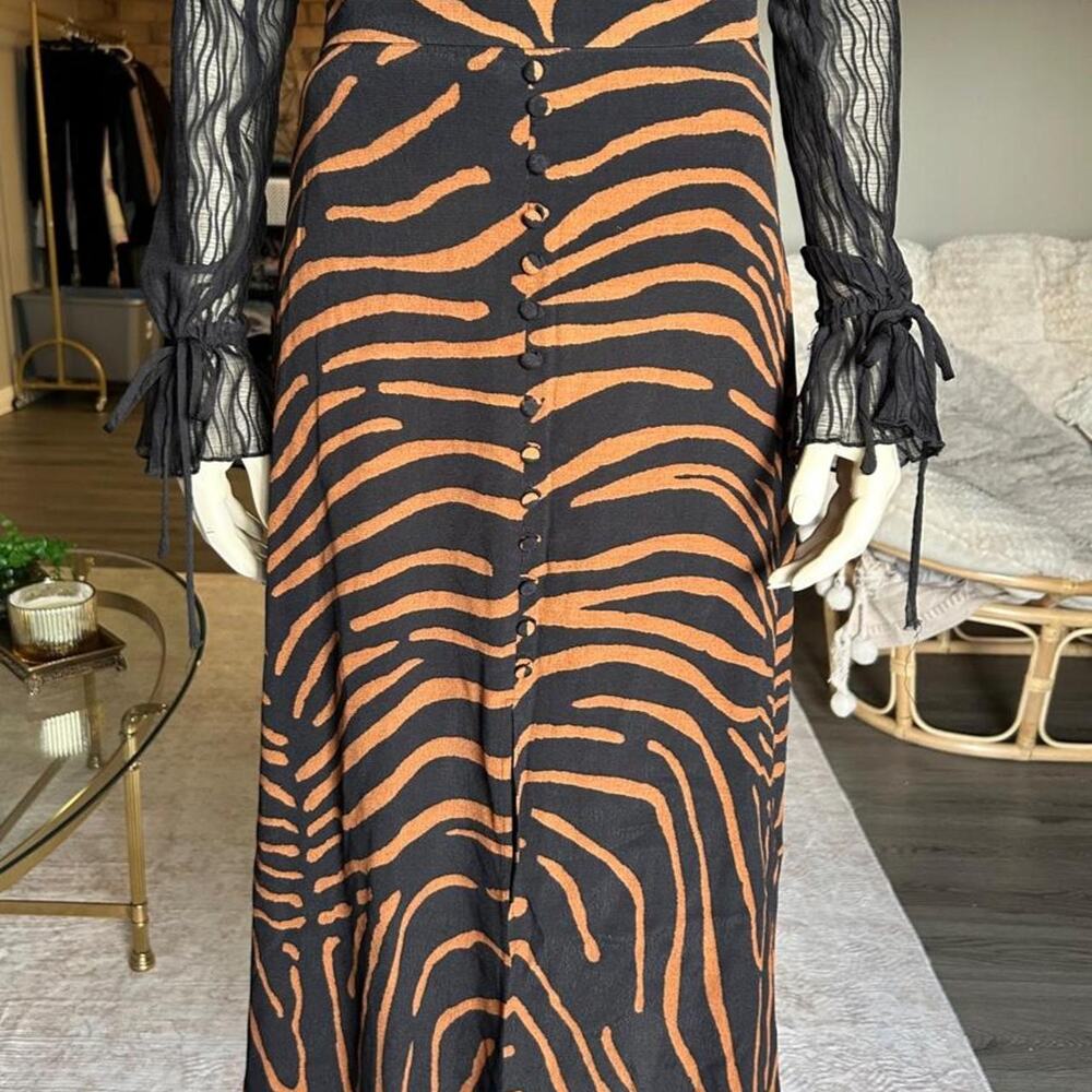 Mango black and orange zebra skirt